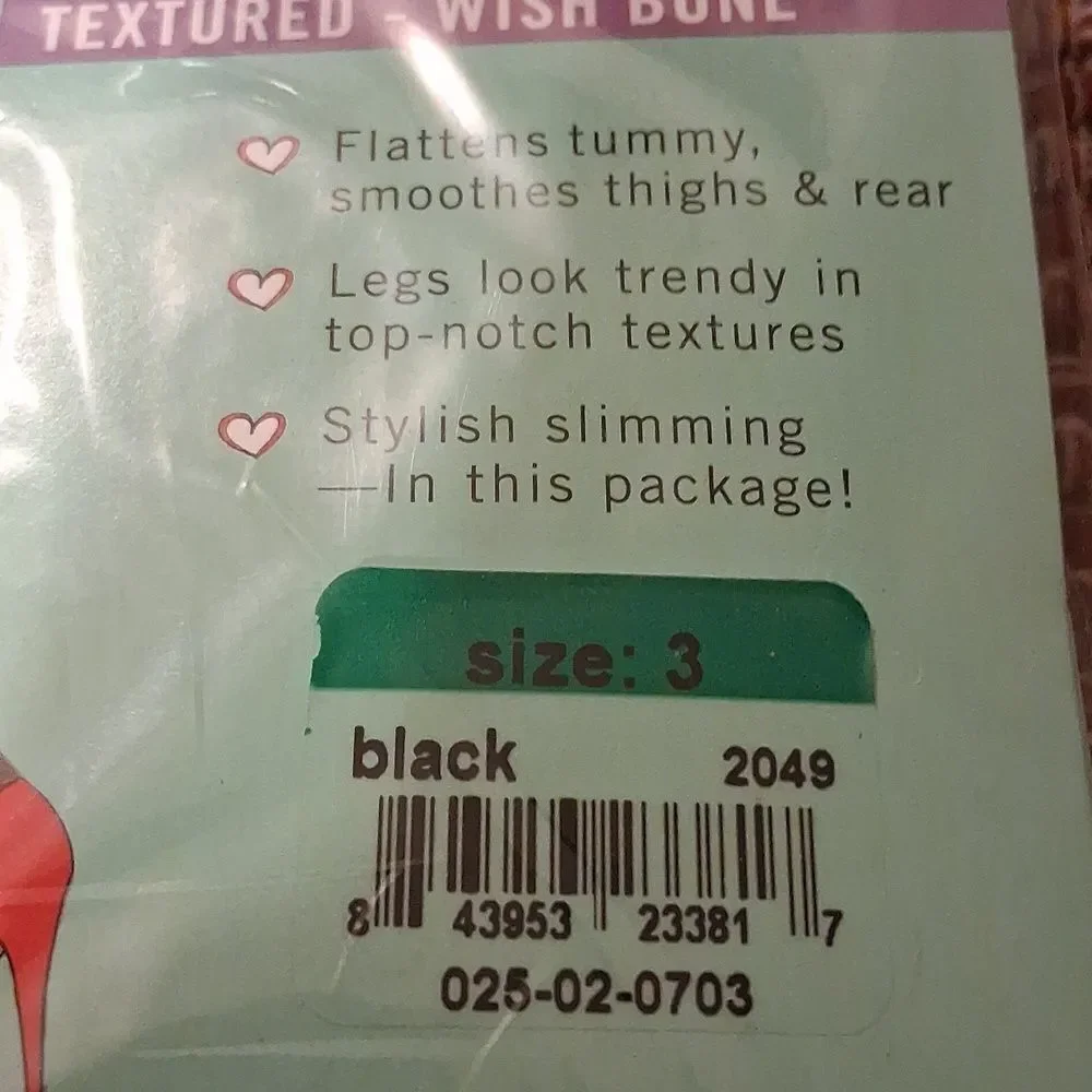 ASSETS by Sara Blakely Black Textured Wish Bone Shaping Tights. Size 3